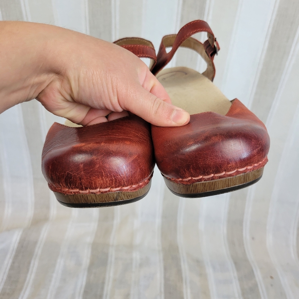 Dansko Red Mary Jane Clogs with Buckle - Picture 4 of 7